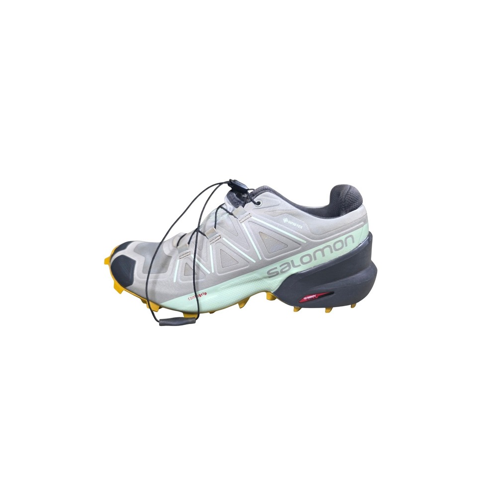 Salomon Trail Running Shoes White Gray Yellow Accent - Picture 11 of 12